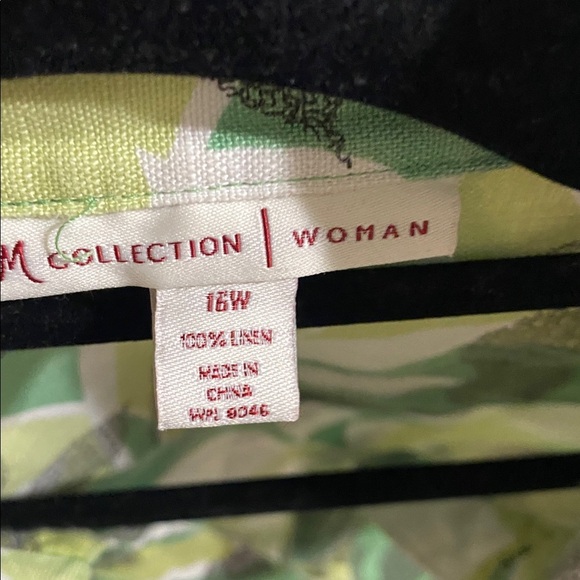 Coldwater Creek shirt blouse women 16 Green Leaf striped linen bundle of 2 fall - Picture 8 of 14